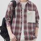 Men's Plus Size Plaid Button Down Shirt with Contrast Pocket - Farnelli