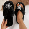 Flower Toe Post Flats Slippers - Silver