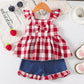 Children's Gingham Bowknot Ruffle Trim Top and Shorts Set - Farnelli