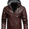 Men's Plus Size Hooded Zip Up Winter Jacket - Red