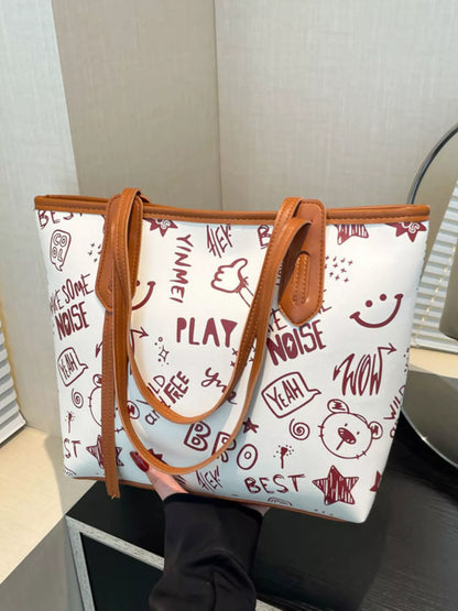 Graffiti Print Casual Tote Bag - Farnelli