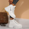 Premium Lace-Up Combat Boots with Fleece Line - White