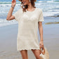 Openwork Round Neck Short Sleeve Cover-UP - Farnelli