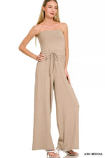 Zenana Tube Top Jumpsuit with Drawstring Waist - Farnelli