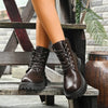 Lace Up Platform Boots - Brown