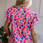 Arlet Abstract Ruffled Sleeve V Neck Blouse - Farnelli