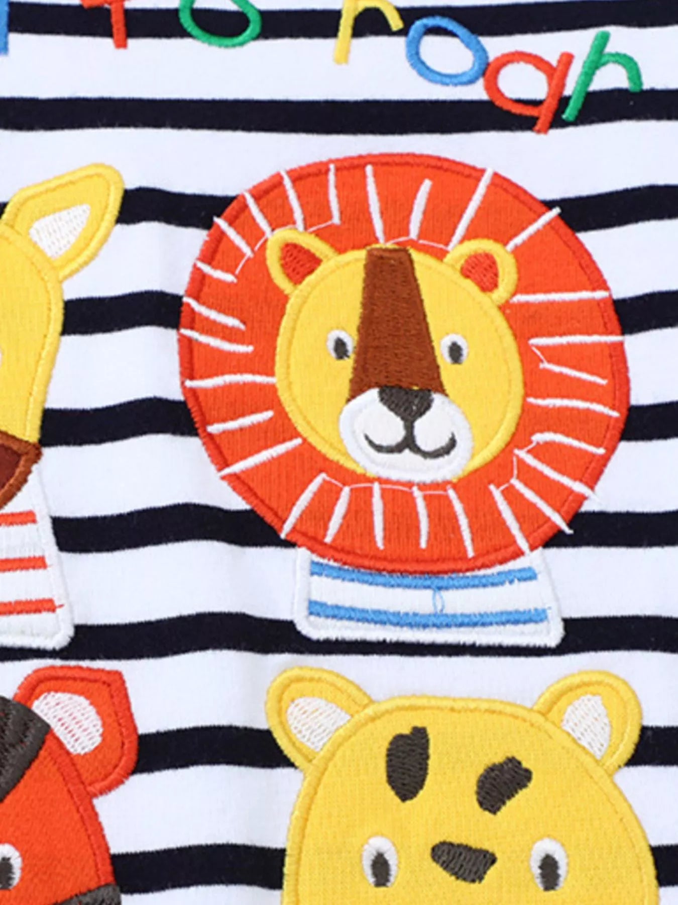 Children's Striped Animal Crew Neck T-Shirt - Farnelli