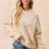 BiBi Checker Board Drop Shoulder Sweater - IVORY
