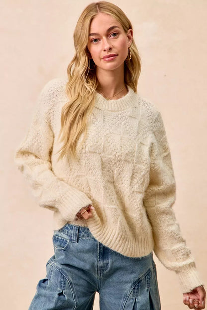 BiBi Checker Board Drop Shoulder Sweater - Farnelli