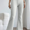 Basic Bae Full Size Ribbed High Waist Flare Pants - Light Gray