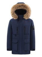 Men's Full Size Fur Hooded Winter Parka Coat Plus Size - Farnelli