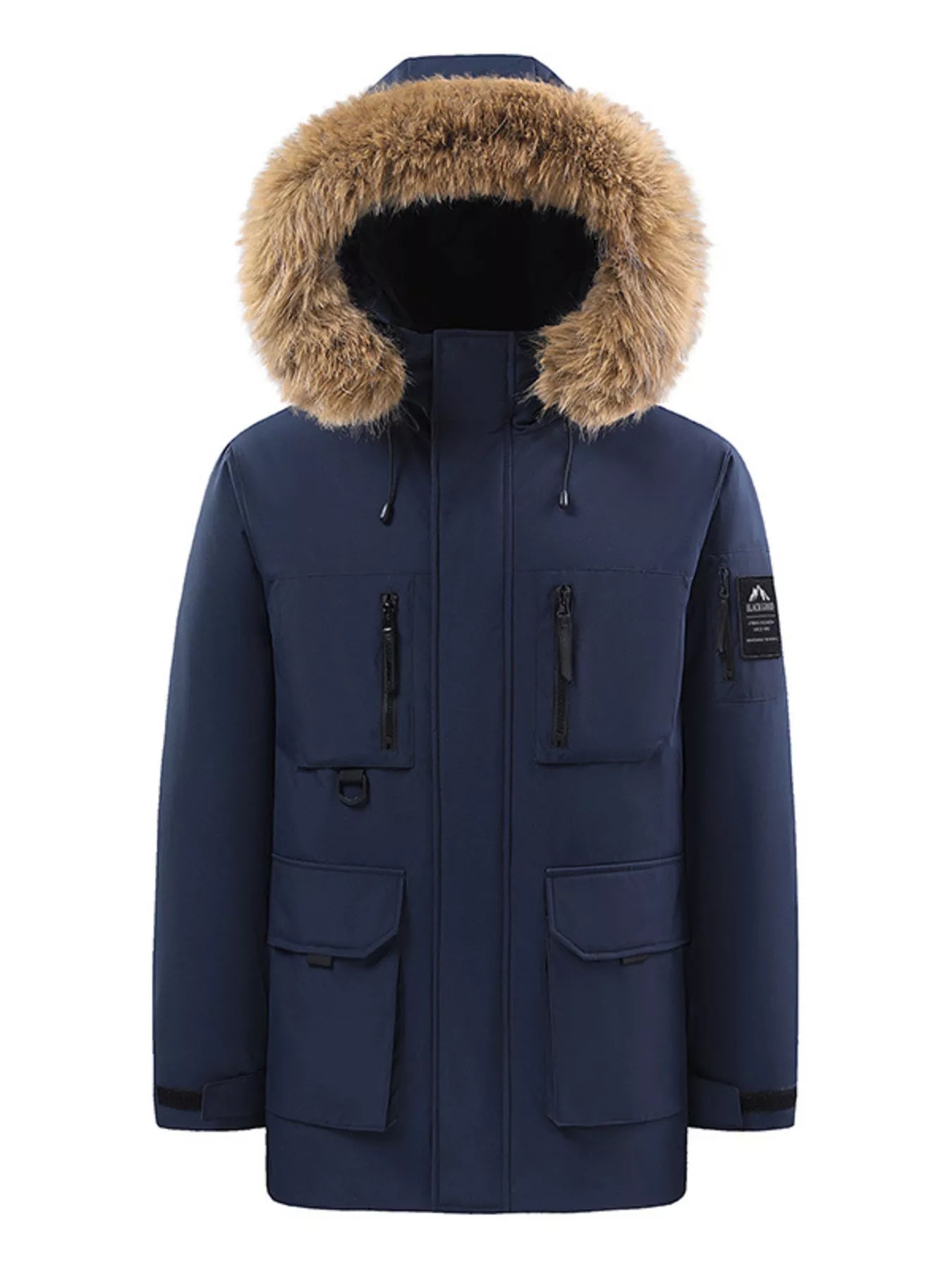 Men's Full Size Fur Hooded Winter Parka Coat Plus Size - Farnelli