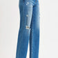 RISEN Full Size High Rise Ankle Straight Front Body Distressed Jeans Plus Size - Farnelli