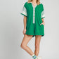 Umgee French Terry Collared Colorblock Romper - Farnelli