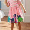 Children's Dinosaur Striped Casual Dress - Blush Pink