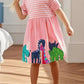 Children's Dinosaur Striped Casual Dress - Farnelli
