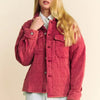 Davi & Dani Quilted Button Down Shacket with Chest Pockets - Brick