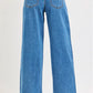 RISEN Full Size Mid Rise Fit Wide Leg with Pleated Detail Jeans Plus Size - Farnelli