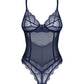 Obsessive Nightly Blue Sheer Crotchless Underwire Teddy