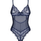 Obsessive Nightly Blue Sheer Crotchless Underwire Teddy