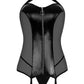 Beauty Night Elegant Zip-Front Wetlook & Mesh Garter Corset Lingerie Set-3