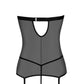 Beauty Night Elegant Zip-Front Wetlook & Mesh Garter Corset Lingerie Set-4