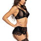 Beauty Night Noir Fantasy Sheer Lace Bra Garter Belt & G-String