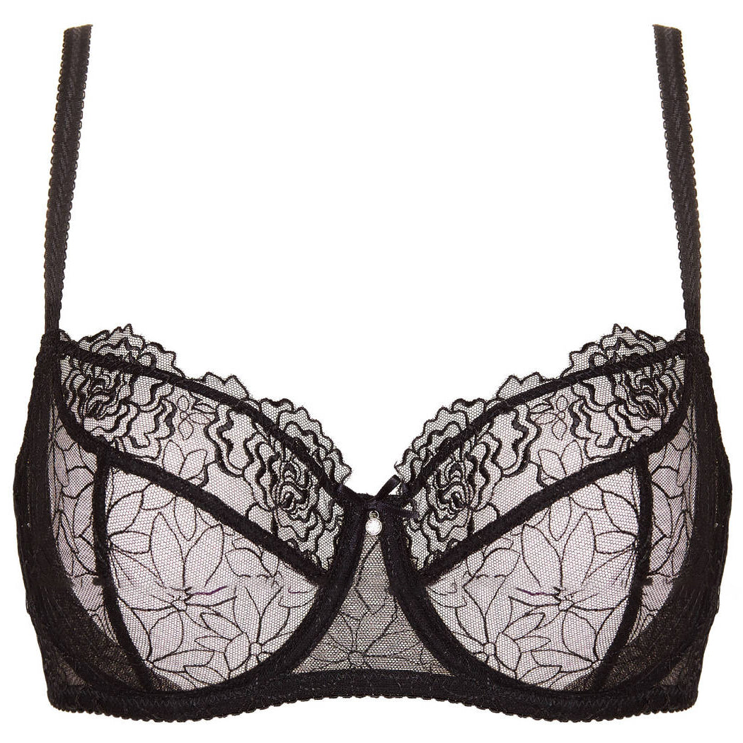 Gorteks Pamela Black Sheer Mesh Balconette Bra-4