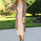 Inherit Co. Essential Toffee Long Soft Cardigan in warm toffee brown, front view