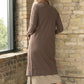 Inherit Co. essential toffee long soft cardigan with open front and relaxed fit