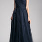 CLEARANCE - Ladivine ET320 Illusion V-Neck and Back Long Dress (Size 14)