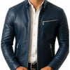 Ethan Blue Leather Jacket - Men Leather Jacket Blue - Blue