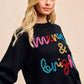 BiBi Tinsel Lettering Christmas Sweater - Farnelli