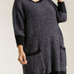 Umgee Full Size Ribbed Hem Round Neck 3/4 Sleeve Sweater Dress with Pockets Plus Size - Farnelli