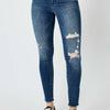 Judy Blue Full Size  High Waist Distressed Skinny Jeans - Dark