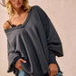 BiBi Mineral Washed French Terry Oversized Sweatshirt - Farnelli