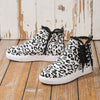 Lace-Up Round Toe Canvas Boots with Side Zip - Leopard