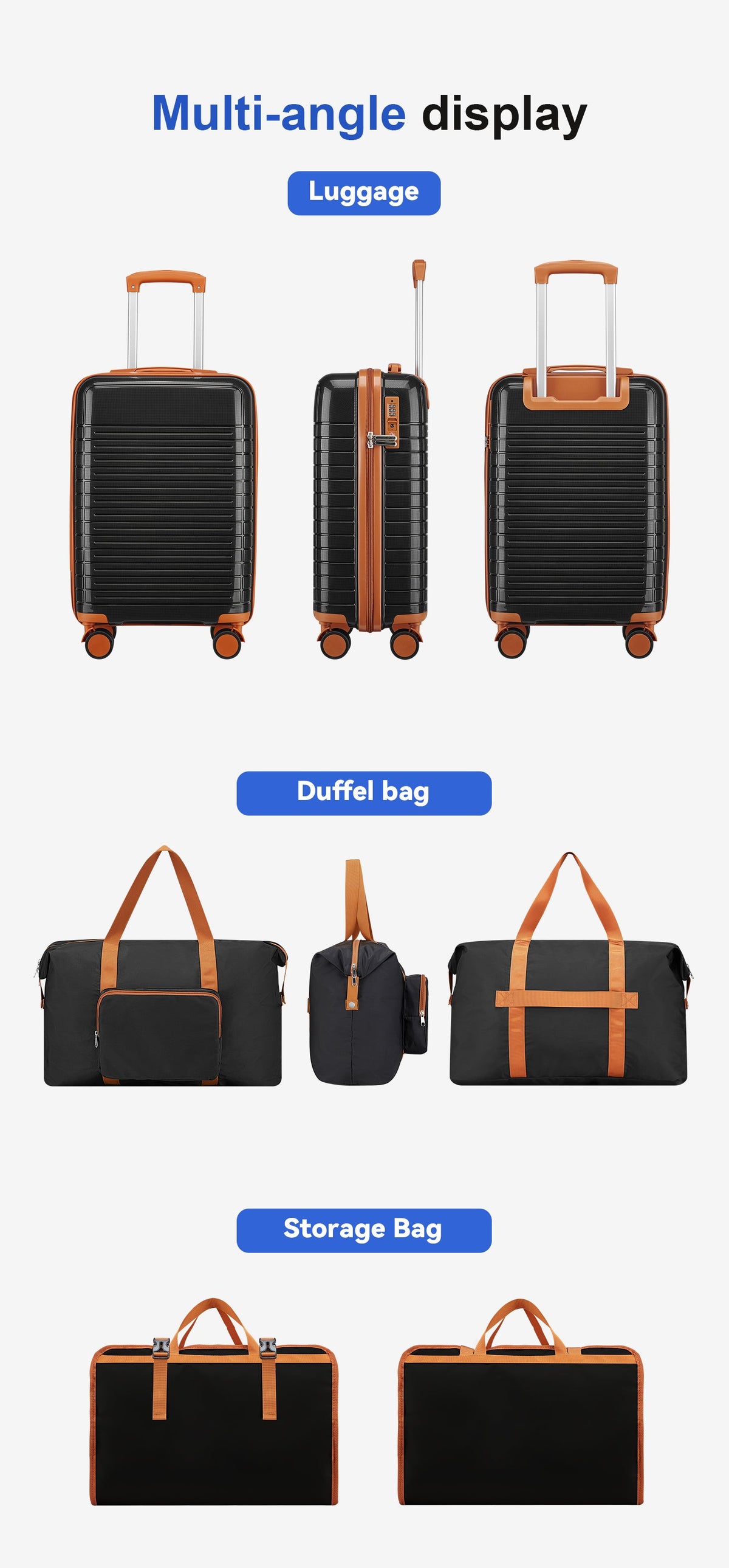HouseOfZazla 5-piece polypropylene hardside luggage set with spinner wheels