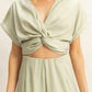 HYFVE Twisted Front Short Sleeve Top and Wide Leg Pants Set - Farnelli