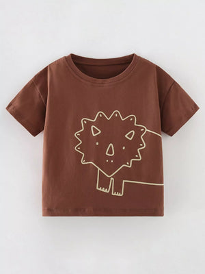 Children's Cartoon Lion Round Neck T-Shirt - Farnelli