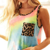 BiBi Sleeveless Tie Dye Top with Leopard Band - PINK MULTI