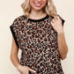 Haptics Leopard Print Dolman Cap Sleeve Knit Top - Farnelli