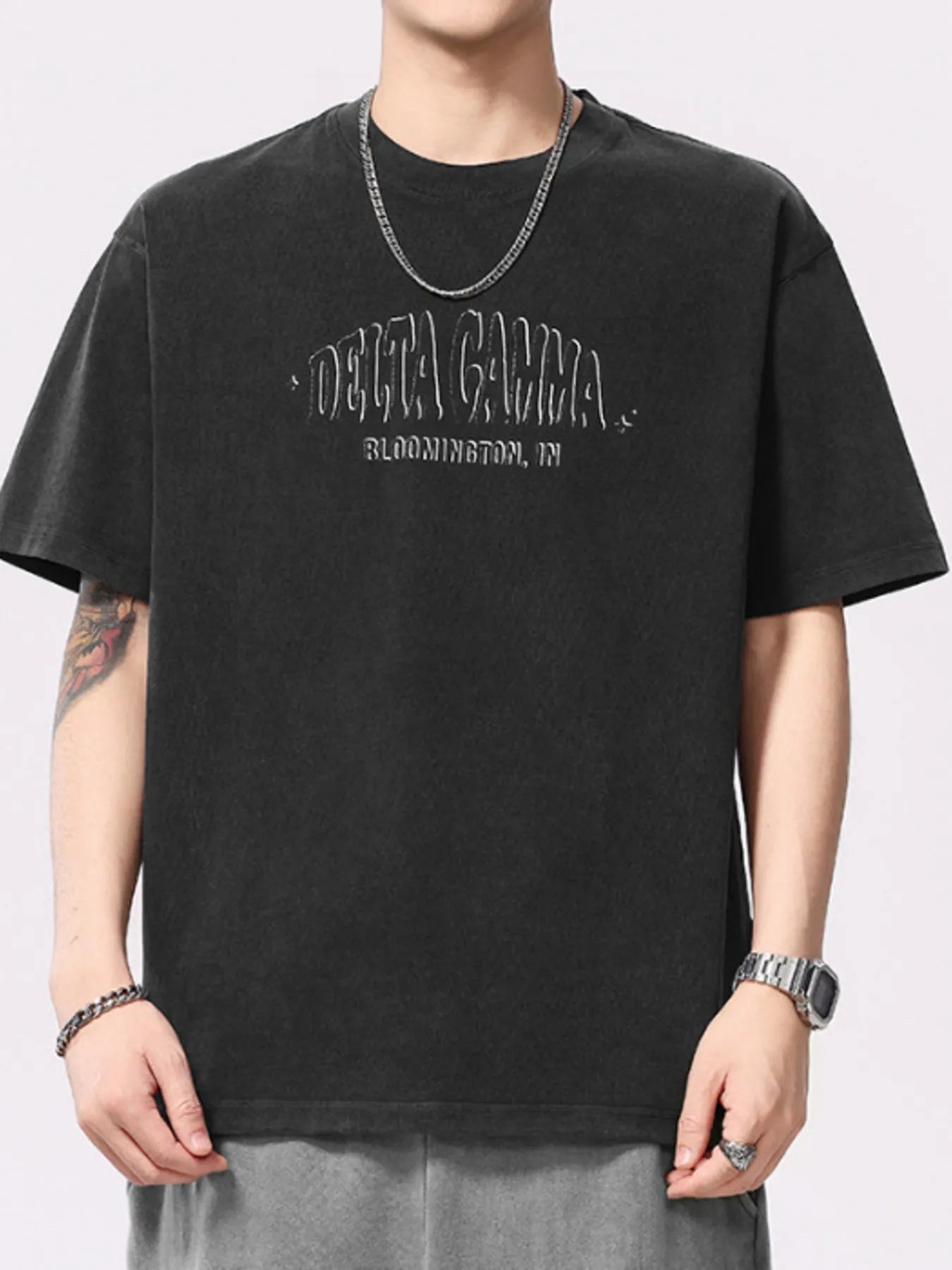 Men's Plus Size Letter Round Neck Short Sleeve T-Shirt - Farnelli