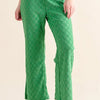 And The Why Brushed Texture Checker Board Pattern Casual Pants - GREEN