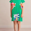 Children's Cartoon Animal Casual Dress - Green