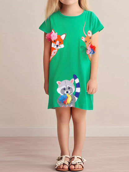 Children's Cartoon Animal Casual Dress - Farnelli