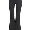 Zenana Raw Edge Hem Flare Yoga Pants - BLACK