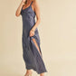 Aemi + Co Ruched Side Slit Cutout Back Maxi Cami Dress - Farnelli
