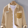 Men's Plus Size Button Up Long Sleeve Shirt - Khaki