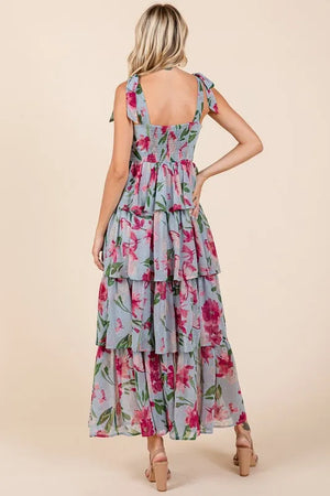 Mittoshop Layered Floral Sweetheart Neck Maxi Dress - Farnelli